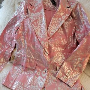 PINK/METALLIC SILVER LEOPARD PRINT BEREK BLAZER